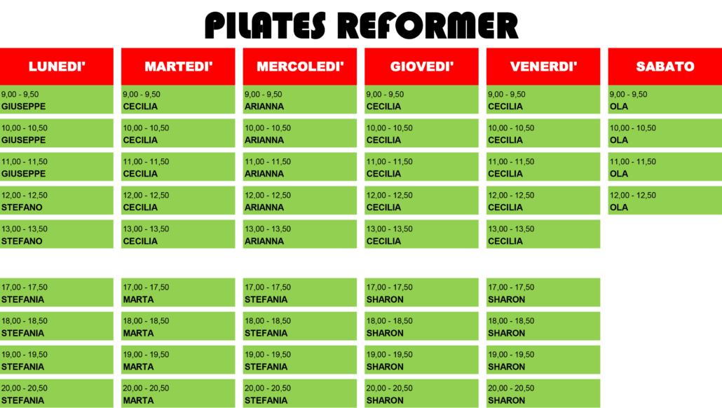 ORARIO REFORMER 2026 2027